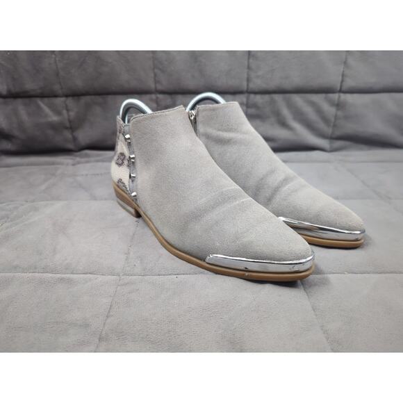 Fergie Booties Womens 8 Indigo, Talliogrey Suede Faux Snake Skin Zipper - Picture 7 of 16